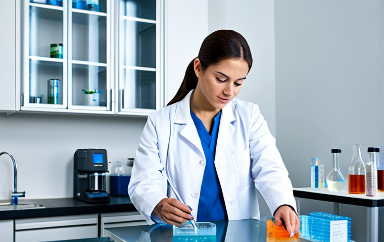 **

A professional environmental engineer in a fully clothed, modest lab coat, inspecting a water sample in a modern laboratory setting, safe for work, appropriate content, perfect anatomy, correct proportions, professional, family-friendly, high quality image.

**