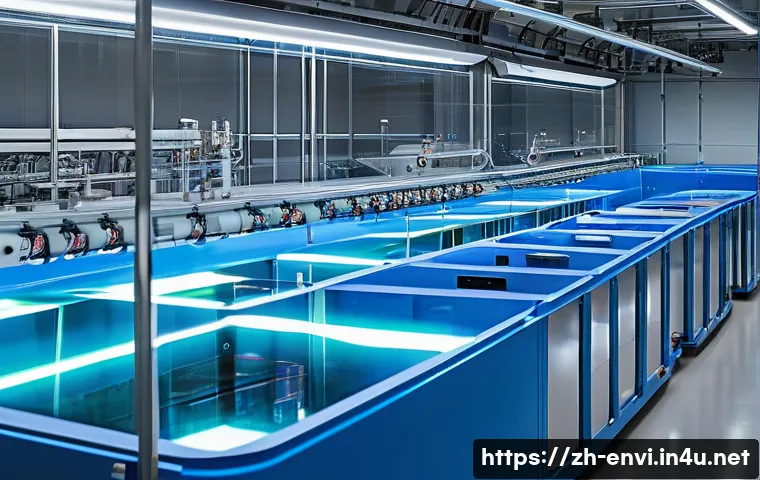 환경기술 실무 사례 분석 - A cutting-edge pharmaceutical wastewater treatment facility interior showcasing advanced biological ...