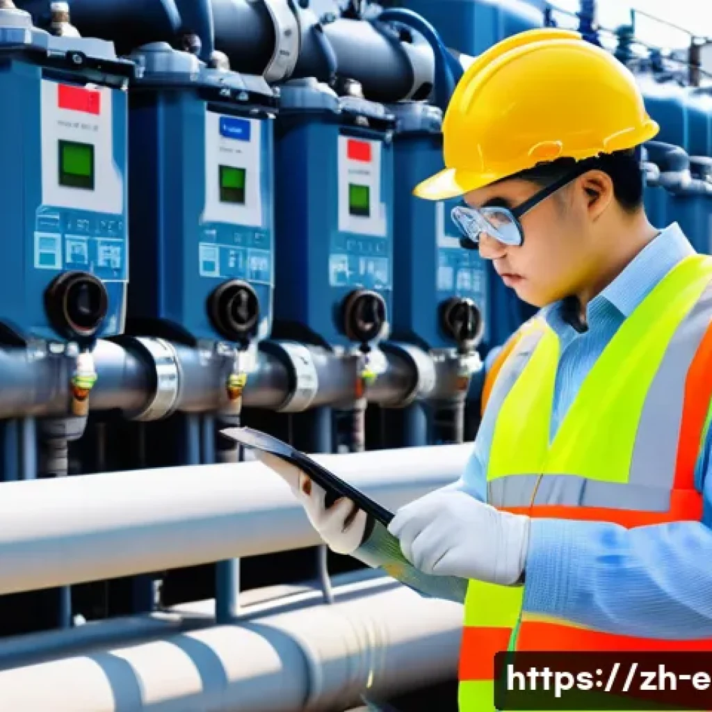환경기사와 환경산업기사 비교 - A professional environmental engineer wearing safety glasses, a high-visibility vest, and protective...