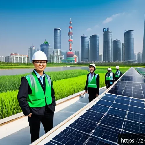 환경공학 자격증의 장점 - A modern Chinese urban environmental engineering scene featuring diverse professionals wearing busin...
