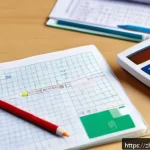 환경기사 실기시험 필수 준비물 - A detailed study desk setup for an exam day in a modern Chinese environment, featuring neatly arrang...