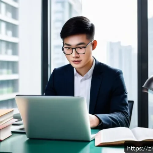 환경산업기사 자격증 후기 - A modern study environment featuring a young Chinese professional preparing for the Environmental In...